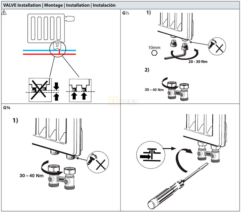 Схема монтажу комплектів Данфос для нижнього підключення.