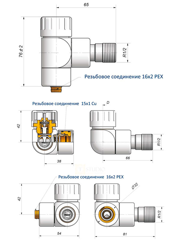 Розміри термостатичних кпаланів Schlosser Lux