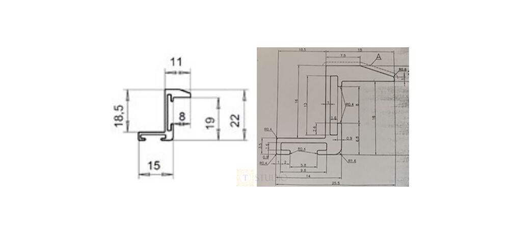 Алюминиевая рамка U-CON размеры