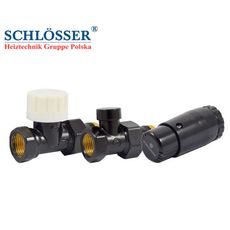 Schlosser Standard Mini Чорний комплект термостатичний прямий, Тип крана: Прямий, Колір: Чорний