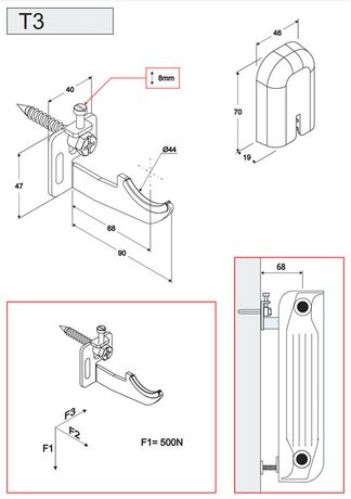 Схема кронштейнов MB T3+QKT3