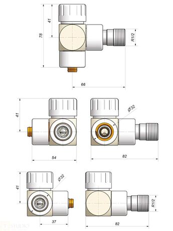 Розміри термостатичних клапанів Schlosser Exclusive