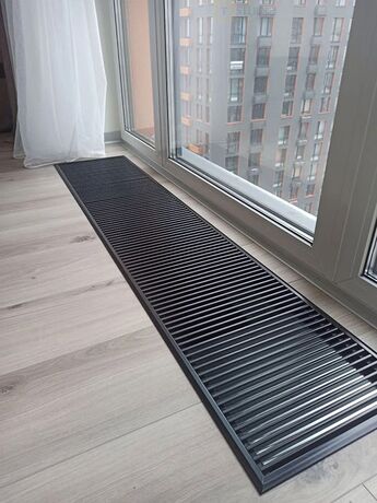 Алюминиевая Premium решетка для внутрипольного конвектора U-CON в черном цвете с рамкой