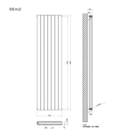 Вертикальный радиатор Ideale Vittoria Double, Высота, мм: 1800, Рядность: 2 ряда, Длина, мм: 272, изображение 13