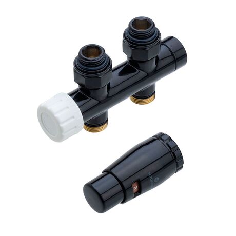 Schlosser Duo-Plex комплект для нижнього підключення прямий Чорний, 602100059.RAL90051