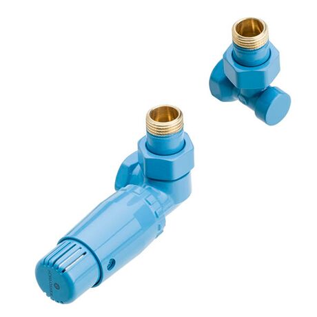 Комплект радіаторний термостатичний осьовий Schlosser Standard Mini блакитний