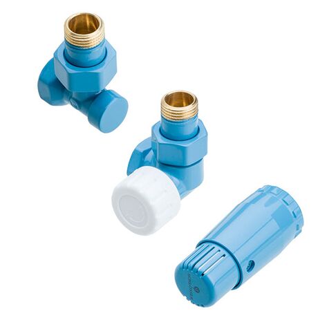 Комплект радіаторний термостатичний осьовий Schlosser Standard Mini блакитний