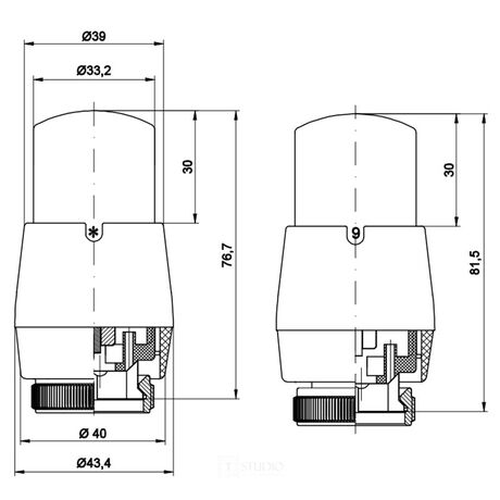 Размеры термоголовки Vario Term Prestige