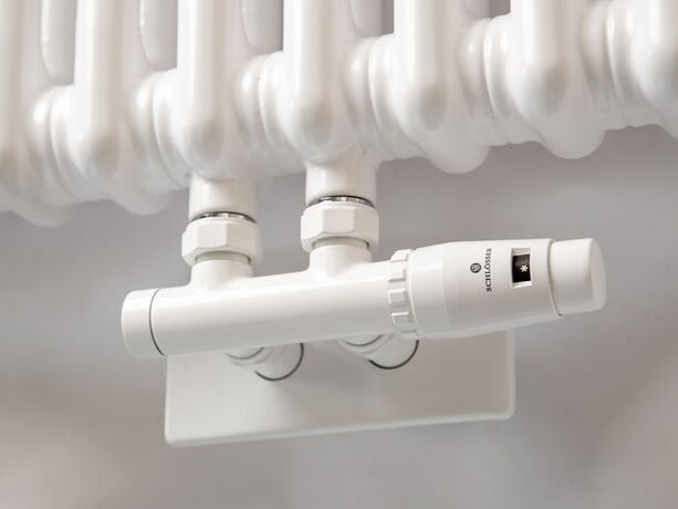 Schlosser Duo-Plex комплект кутовий правий для нижнього підключення Білий