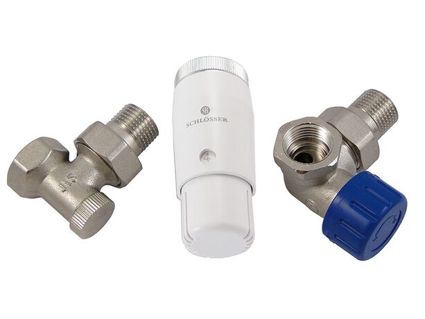 Комплект радіаторний термостатичний осьовий правий Schlosser Standard Mini Нікельований