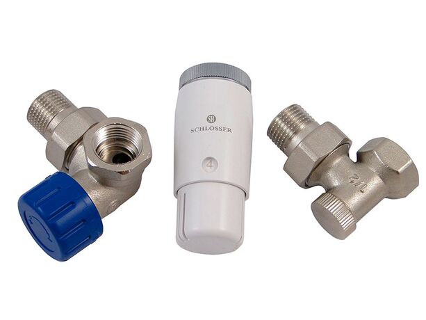 Комплект радіаторний термостатичний осьовий лівий Schlosser Standard Mini Нікельований