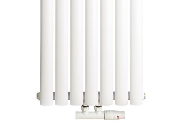 Дизайн-радиатора Luxrad Oval с нижним подключением в белом цвете
