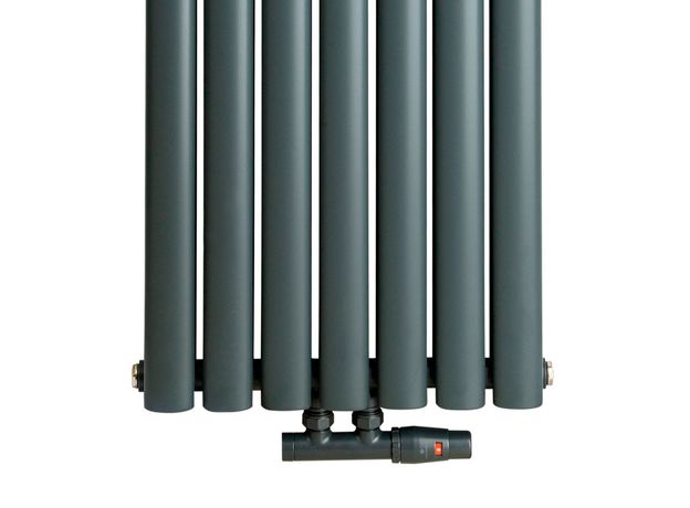 Дизайн-радиатора Luxrad Oval с нижним подключением в черном цвете