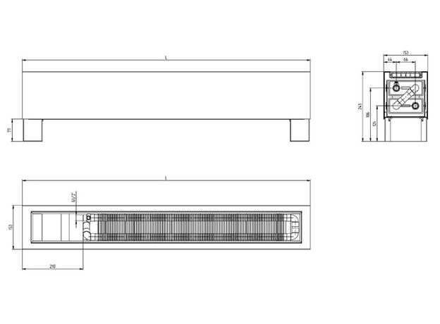 Підлоговий конвектор Carrera FR2W, Ширина, мм: 150, Висота, мм: 245, Довжина, мм: 1000, изображение 2