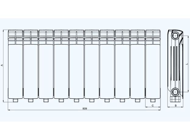 Біметалевий радіатор Mirado 300/96, Висота, мм: 300, Кількість секцій, шт: 8, изображение 5