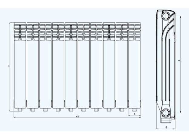 Mirado 500/96 биметаллический радиатор, Высота, мм: 500, Кол-во секций, шт: 12, изображение 4