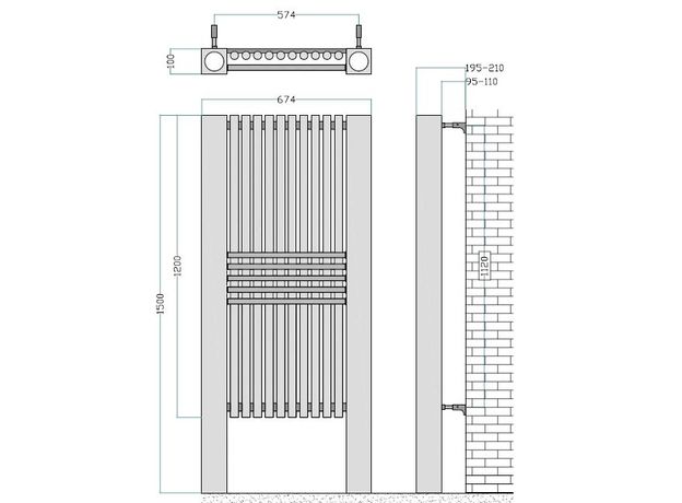 Дизайнерський радіатор Accuro-Korle Impulse Bath, Глибина, мм: 100, Висота, мм: 1500, Довжина, мм: 675, изображение 3