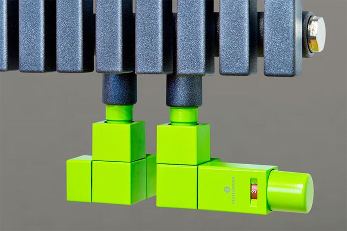 Комплект радіаторний осьовий термостатичний Schlosser Square з підключенням по центру