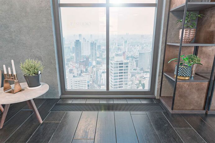 Внутрішньопідлоговий конвектор з алюмінієвою решіткою Konveka FH4-H