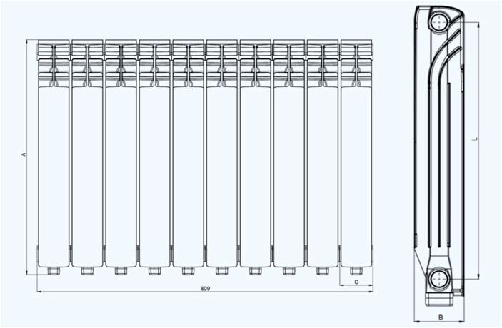 Біметалевий радіатор з нижнім підключенням Mirado 500/96