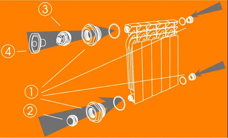 Монтажний комплект футорок для секційного радіатора CRISTAL NR-2011