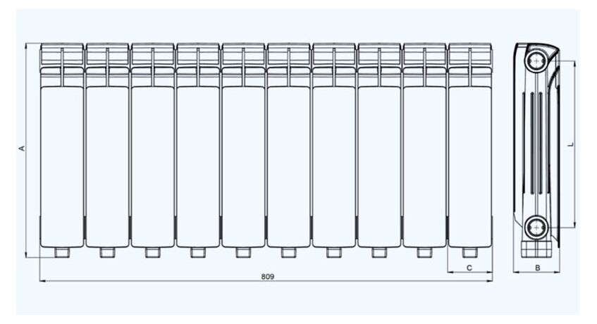 Біметалевий радіатор Mirado 300/96, Висота, мм: 300, Кількість секцій, шт: 1, изображение 5