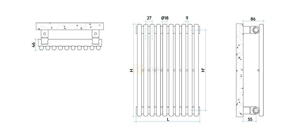 Дизайн-радиатор Irsap Arpa 18, размер